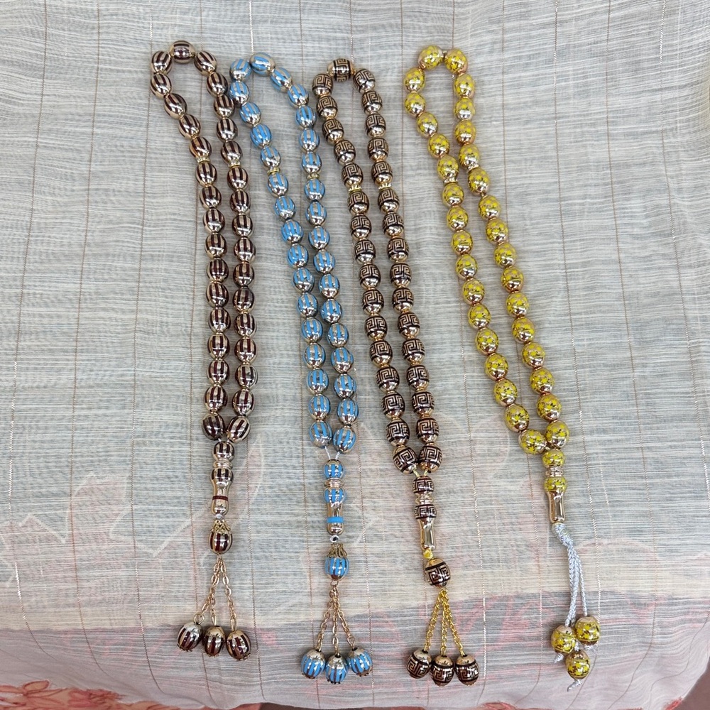 Handcrafted  Bead Prayer Tassel - Blue, Brown, Yellow
Tasbee